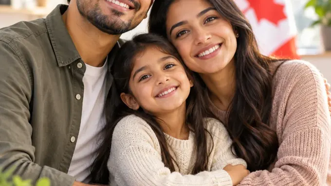 Family together in Canada